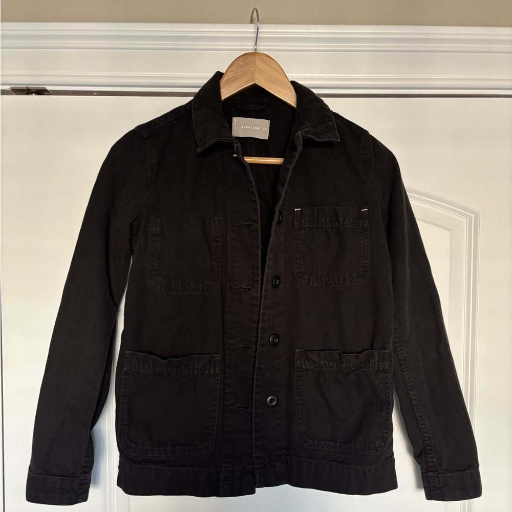 Everlane Cotton Canvas Chore Coat, Black/Charcoal, Classic, Buttoned,Women’s XXS - Picture 7 of 15